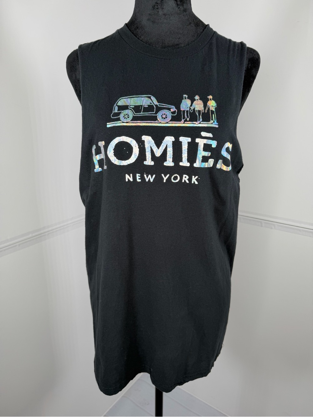 Reason Homies New York Graphic Muscle Tank Top Black Size Medium